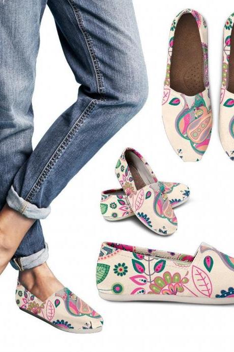 Floral Zen Slip Ons Casual Women Shoes, Handmade Women Shoes, Slip on Shoes, dream shoes
