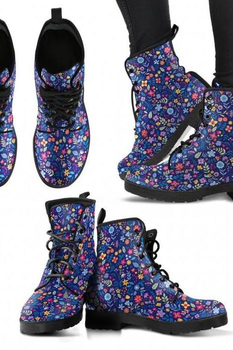 Floral Pattern women Boots, Vegan Leather Boots, animal friendly Boots, Classic Boot, Eco leather, Animal friendly