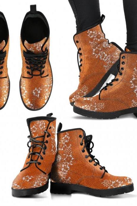 Floral Handcrafted women Boots, Vegan Leather Boots, animal friendly Boots, Classic Boot, Eco leather, Animal friendly