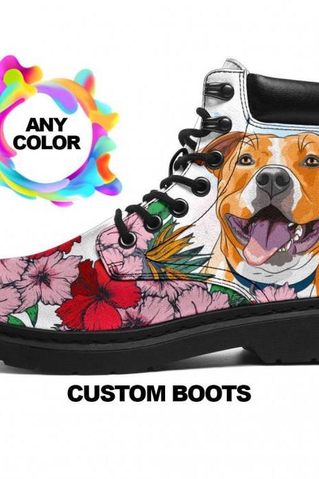 Pit Bull Terrier Boots, American Staffordshire Terrier Lovers, Custom Picture, Animal Lovers, Women Boots