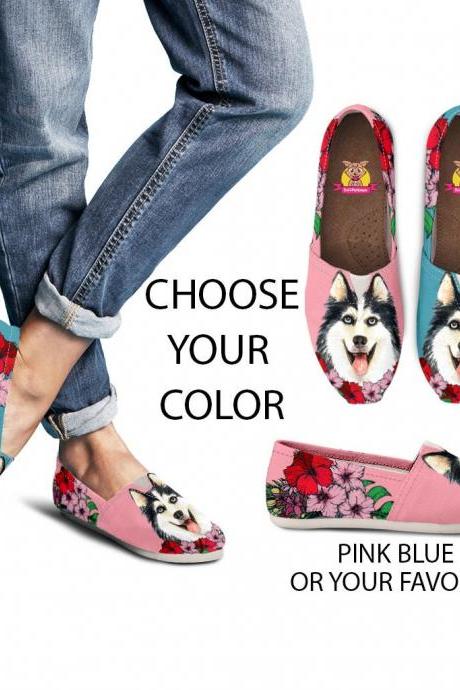 Siberian Husky Shoes, Custom Picture, dog lovers, Animal lovers, Women shoes, sneaker, custom dog shoes