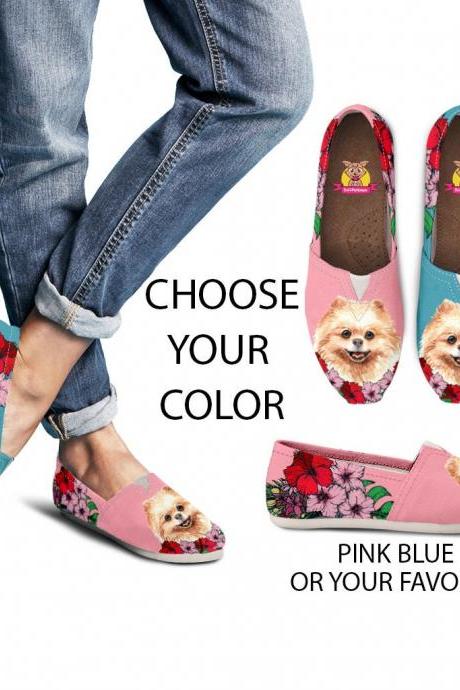 Pomeranian Shoes, Custom Picture, dog lovers, Animal lovers, Women shoes, sneaker, custom dog shoes