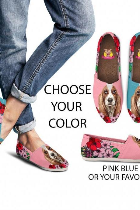 Basset Hound Casual Women Shoes, Custom Picture, Basset Hound Lovers, Animal Lovers, Women Shoes, Sneaker, Custom Shoes
