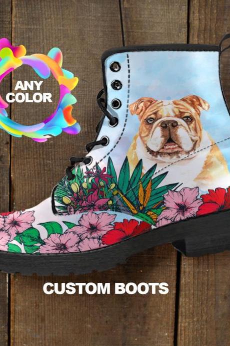 English Bulldog BOOTS, English Bulldog lover Custom Picture, Animal lovers, Women Boots