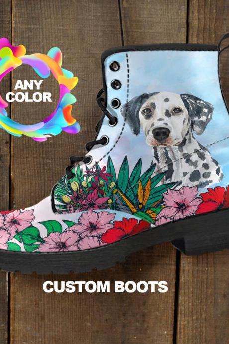 Dalmatian BOOTS, Dalmatian lover Custom Picture, Animal lovers, Women Boots