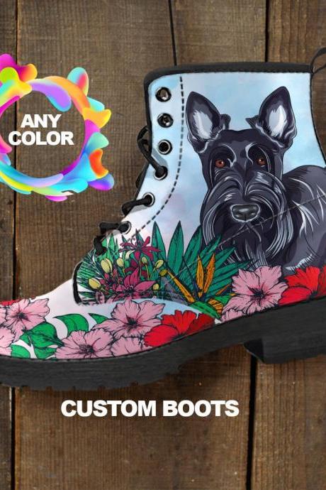 Scottish Terrier BOOTS, Scottish Terrier lover Custom Picture, Animal lovers, Women Boots