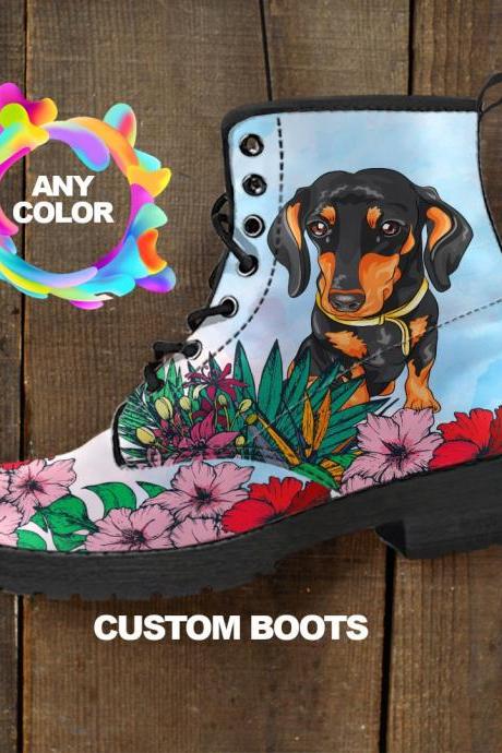 Dachshund Boots, Dachshund Lover Custom Picture, Animal Lovers, Women Boots
