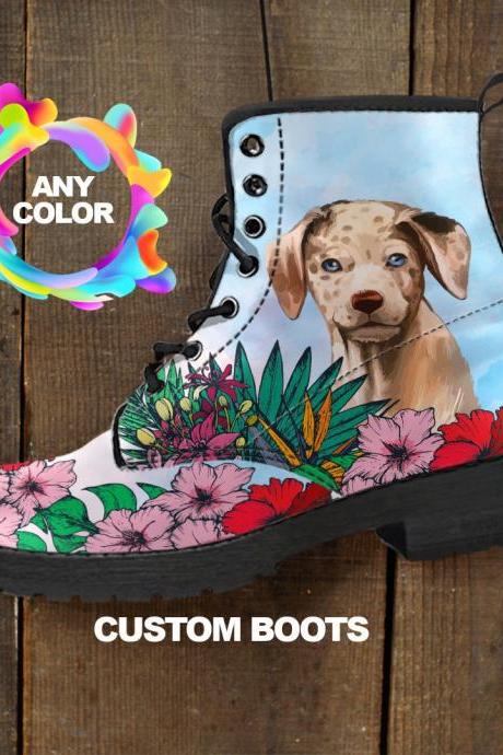 Catahoula Leopard BOOTS, Catahoula Leopard Custom Picture, Animal lovers, Women Boots