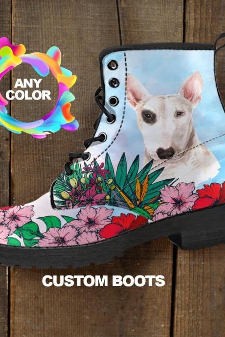 Bull Terrier Boots, Bull Terrier Lovers, Custom Picture, Animal Lovers, Women Boots
