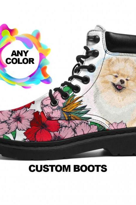 Spitz BOOTS, Spitz lover Custom Picture, Animal lovers, Women Boots