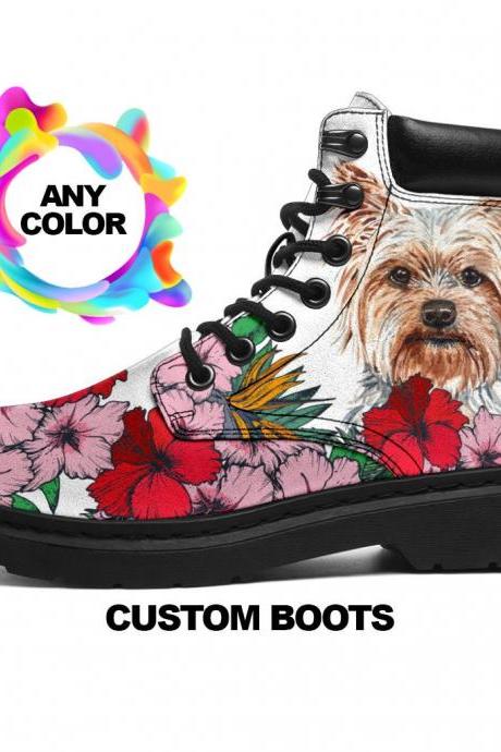 YORKSHIRE TERRIER BOOTS, Yorkie lovers, Custom Picture, Animal lovers, Women Boots
